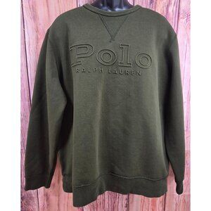 Polo Ralph Lauren Mens Olive Crewneck Sweatshirt XL Embossed Logo